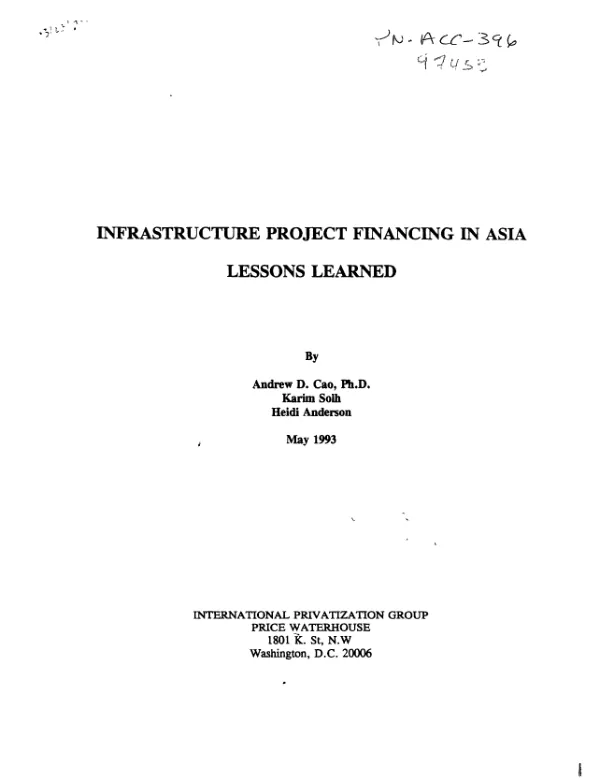 Infrastructure project financing in Asia : lessons learned