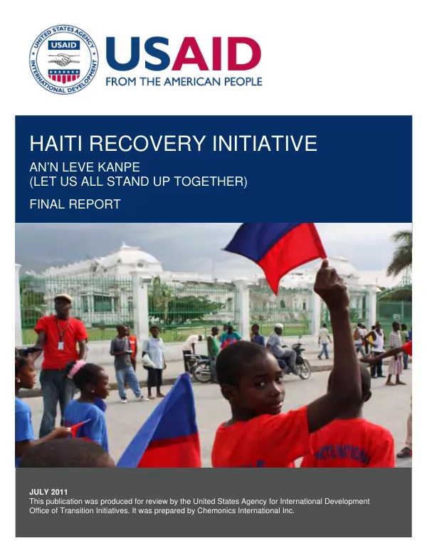 Haiti recovery initiative an’n leve kanpe (let us all stand up together) : final report