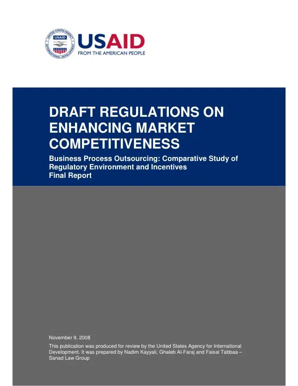 Business process outsourcing : comprative study of regulatory environment and incentives -- final