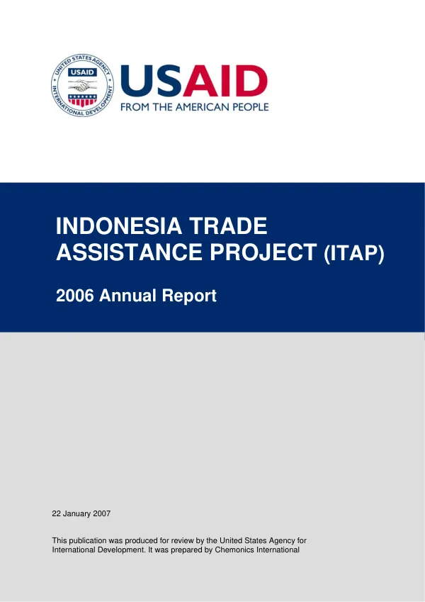 Indonesia trade assistance project (ITAP) : 2006 annual report