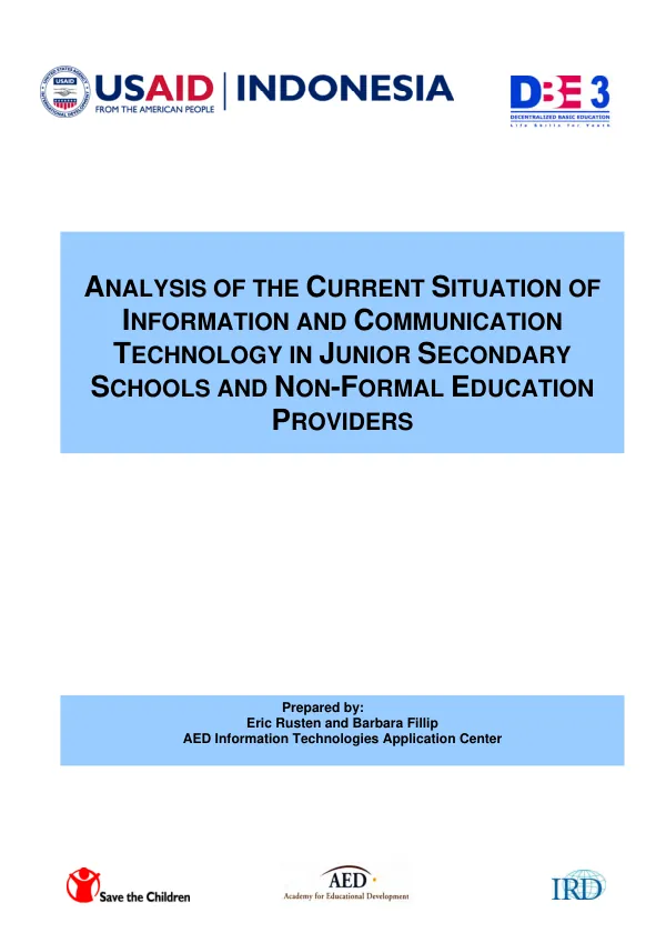 Analysis of the current situation of information and communication technology in junior secondary schools and non-formal education providers