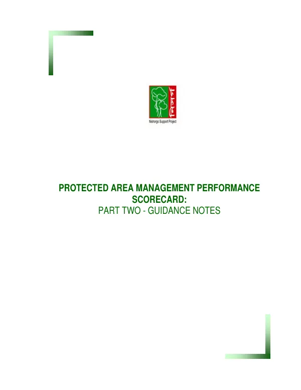 Protected area management performance scorecard : part two - guidance notes