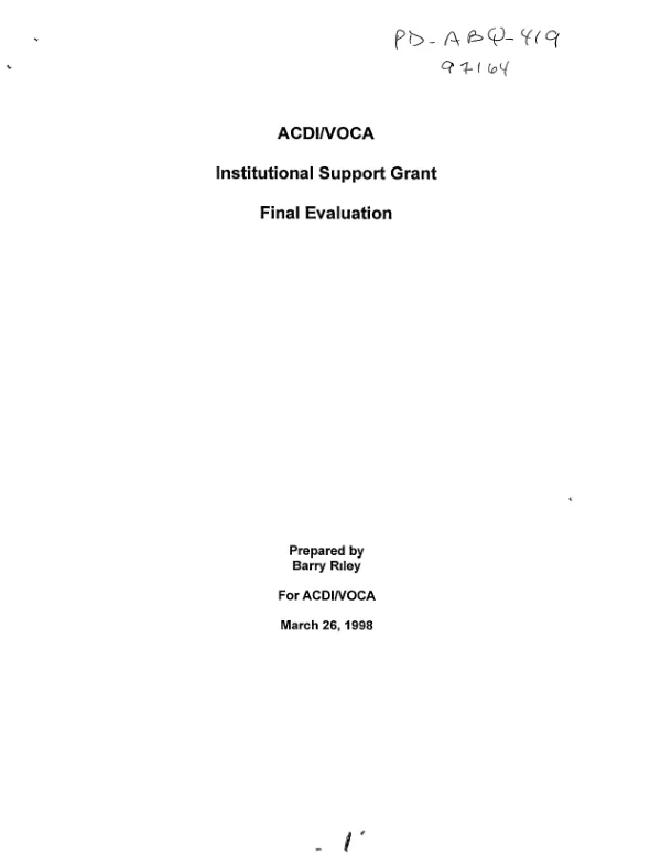 ACDI/VOCA institutional support grant final evaluation