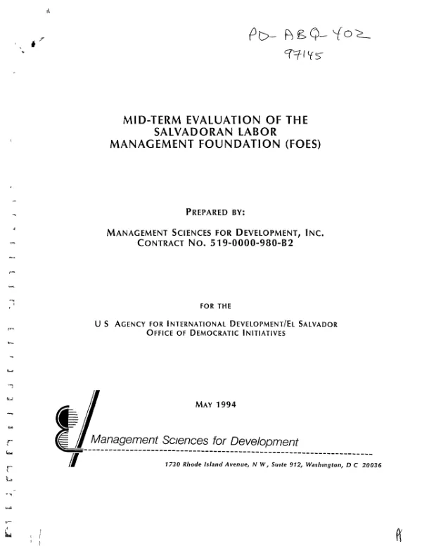 Mid-term evaluation of the Salvadoran Labor Management Foundation (FOES)