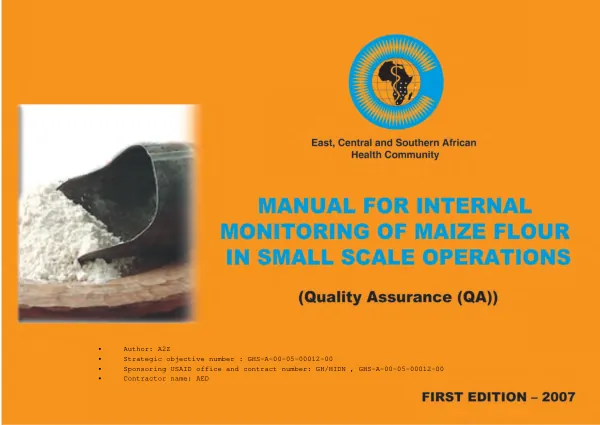 Manual for internal monitoring of maize flour in small scale operations