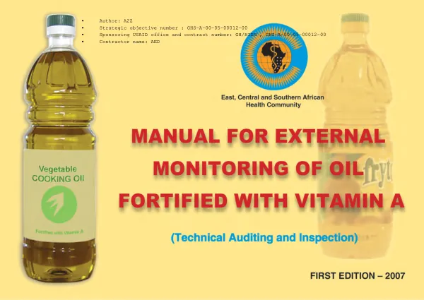 Manual for external monitoring of oil fortified with vitamin A