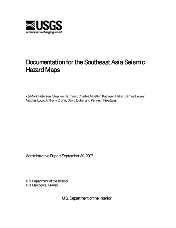 Documentation for the Southeast Asia seismic hazards map