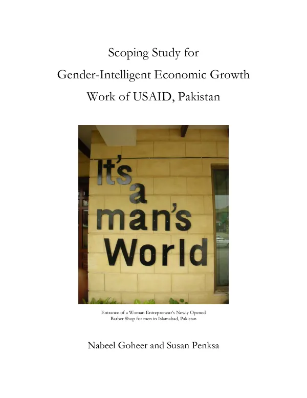 Scoping study for gender-intelligent economic growth work of USAID, Pakistan