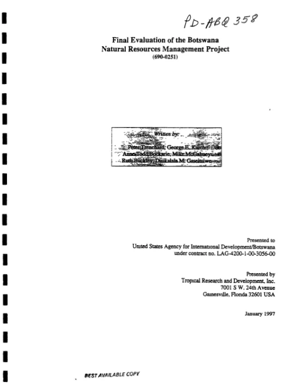 Final evaluation of the Botswana natural resources management project (690-0251)