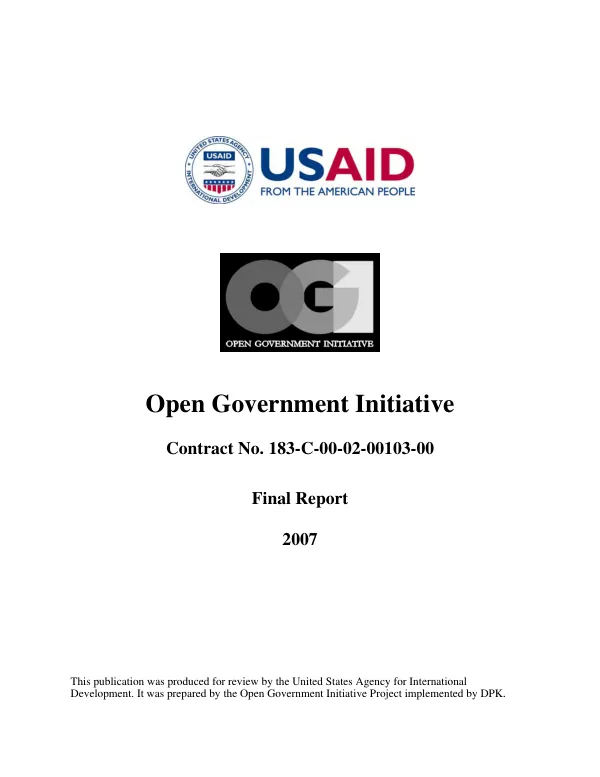 Open government initiative, contract no. 183-C-00-02-00103-00 : final report