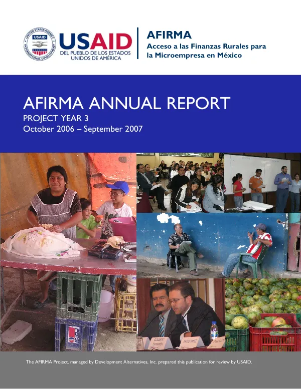 AFIRMA annual report : project year 3, October 2006-September 2007