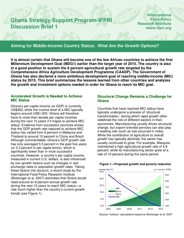 Aiming for middle-income country status : what are the growth options?