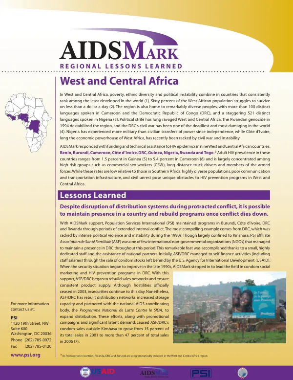 AIDSMark regional lessons learned : West and Central Africa