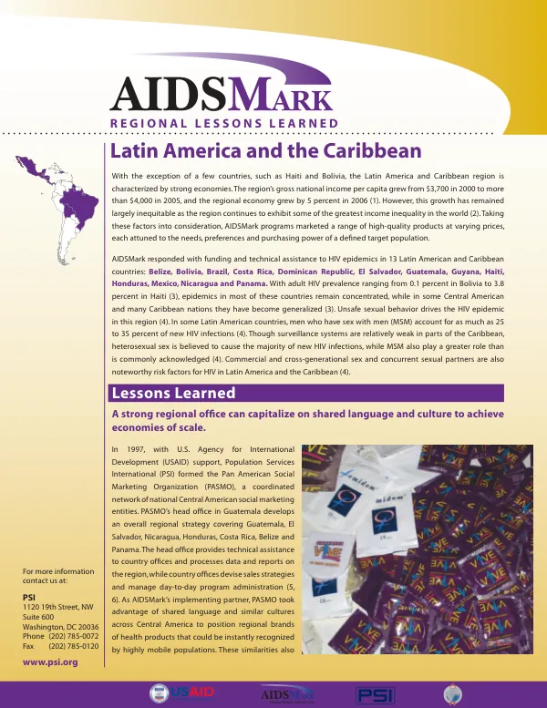 AIDSMark regional lessons learned : Latin America and the Caribbean