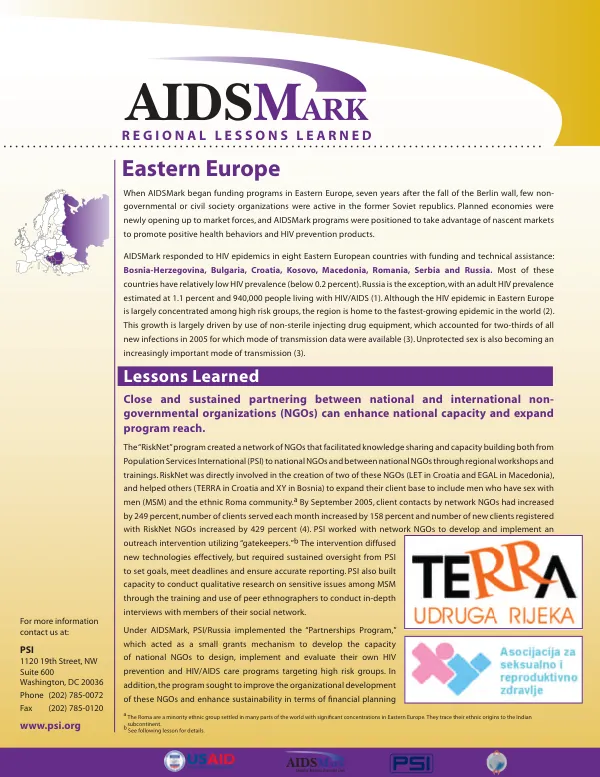 AIDSMark regional lessons learned : Eastern Europe