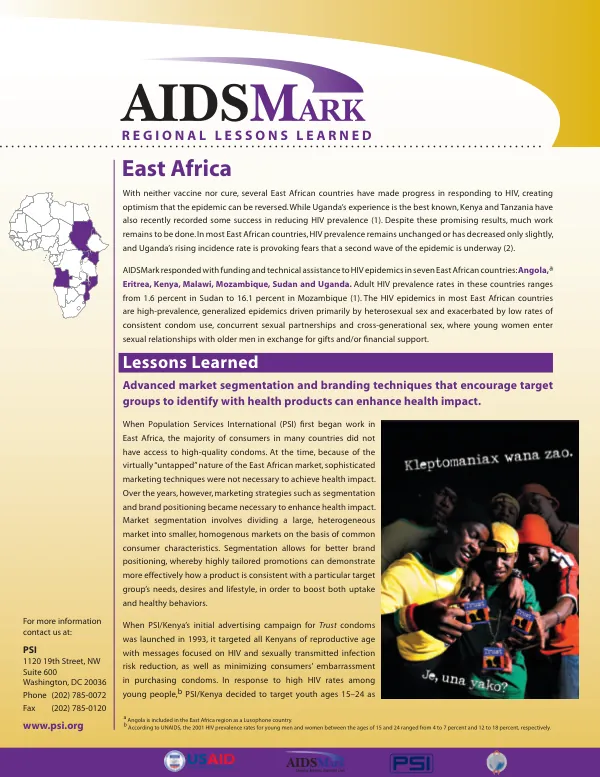 AIDSMark regional lessons learned : East Africa