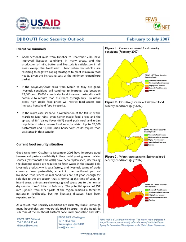 Djibouti food security outlook, February to July 2007