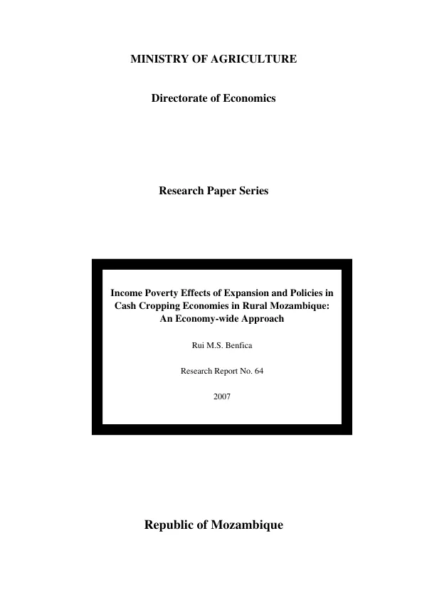 Income poverty effects of expansion and policies in cash cropping economies in rural Mozambique : an economy-wide approach