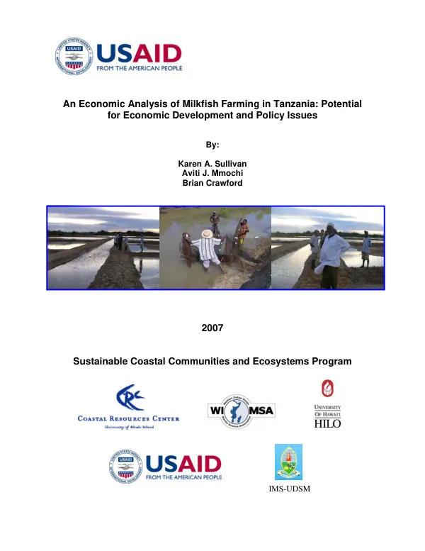 An economic analysis of milkfish farming in Tanzania : potential for economic development and policy issues