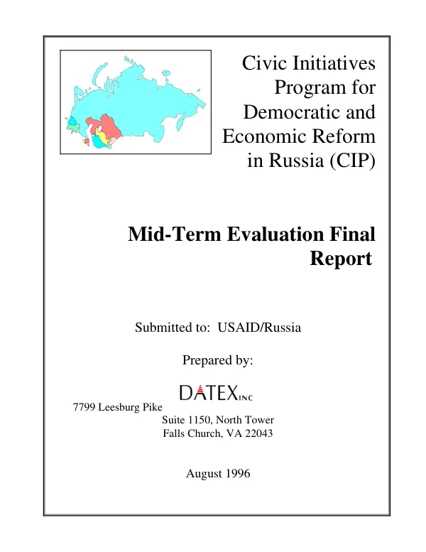 Civic initiatives program for democratic and economic reform in Russia (CIP) : mid-term evaluation final report