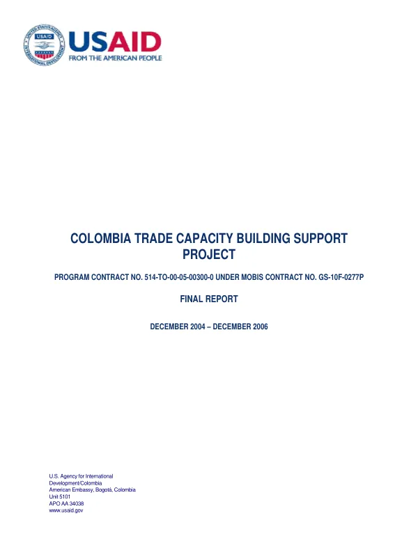 Colombia trade capacity building support project : final report -- December 2004-December 2006