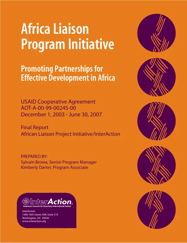 Africa liaison program initiative : promoting partnerships for effective development in Africa : final report
