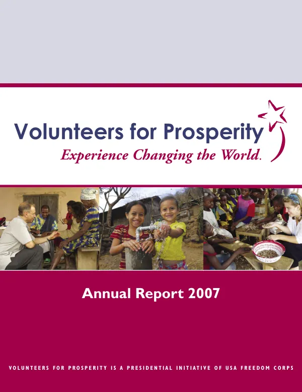 Volunteers for prosperity annual report 2007