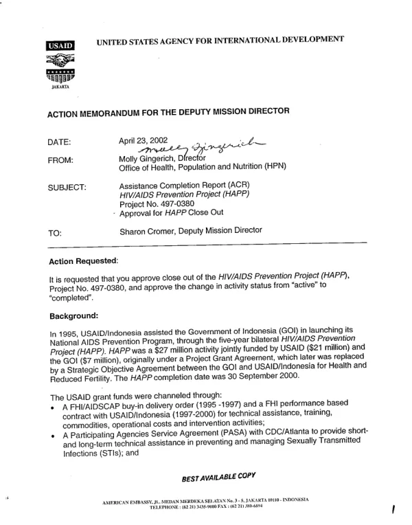Final report for the LGDA performance monitoring plan