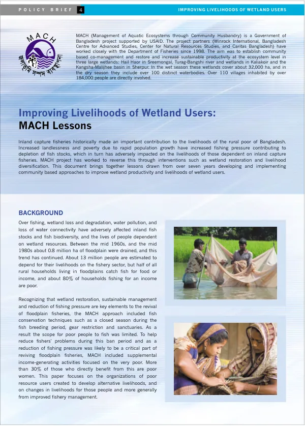 Improving livelihoods of wetland users : MACH lessons