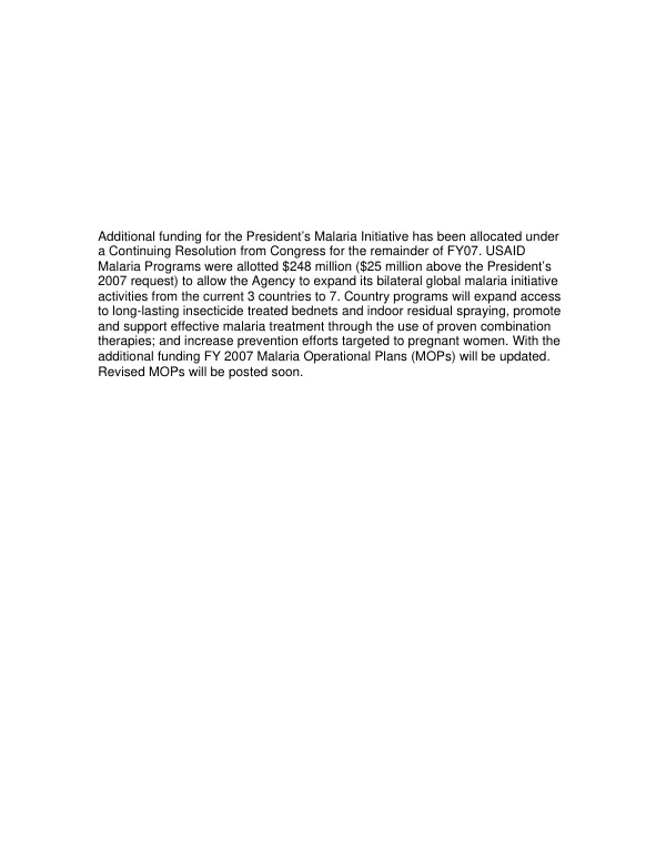 President"s malaria initiative : malaria operational plan - FY07 : Senegal