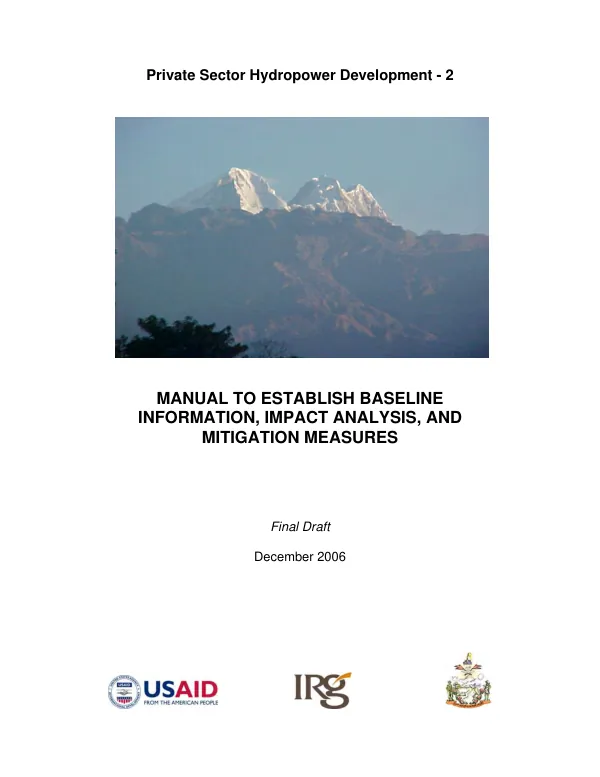 Manual to establish baseline information, impact analysis, and mitigation measures