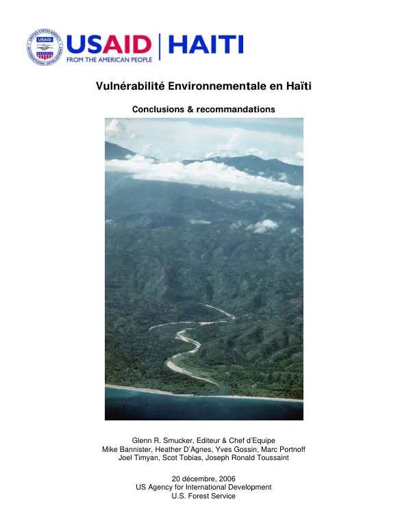 Vulnerabilite environnementale en Haiti : conclusions & recommandations