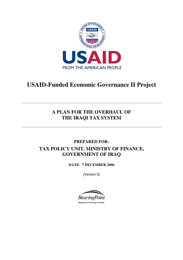 A plan for the overhaul of the Iraqi tax system