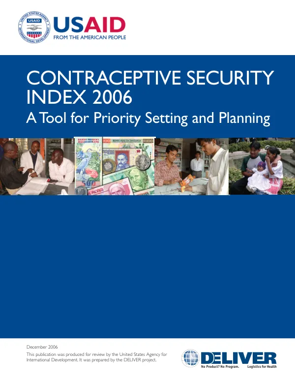 Contraceptive security index 2006 : a tool for priority setting and planning