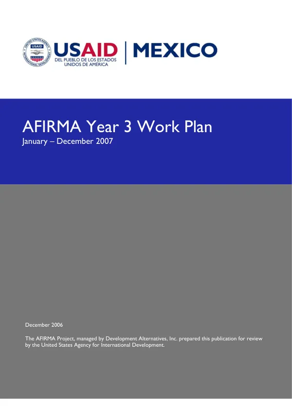 AFIRMA year 3 work plan : January-December 2007