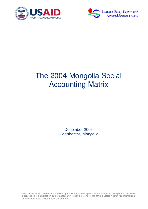 The 2006 Mongolia social accounting matrix