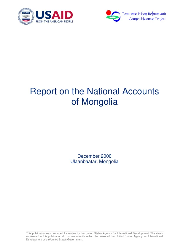 Report on the national accounts of Mongolia