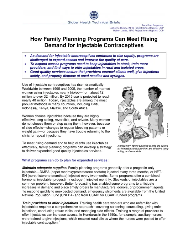 How family planning programs can meet rising demand for injectable contraceptives