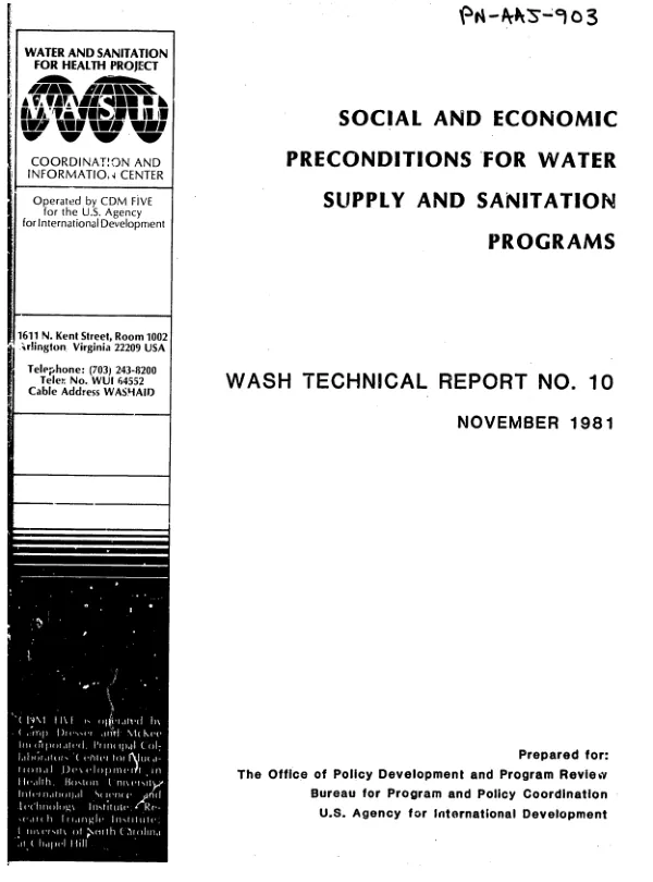 Social and economic preconditions for water supply and sanitation programs