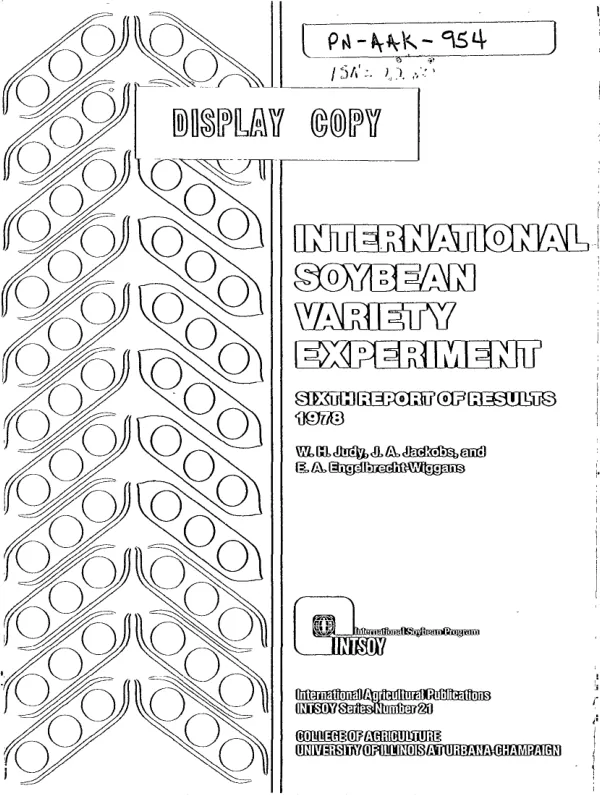 International soybean variety experiment; sixth report of results, 1978