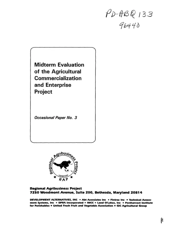 Midterm evaluation of the agricultural commercialization and enterprise project