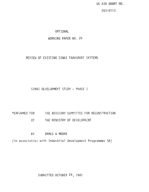 Review of existing Sinai transport systems