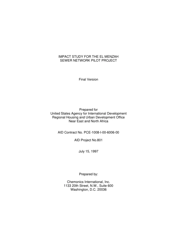 Impact study for the El Menzah sewer network pilot project