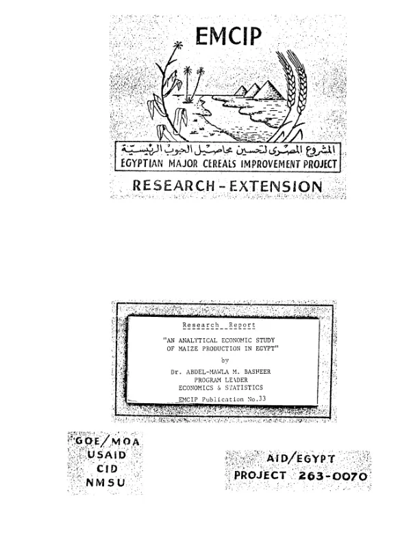 Analytical economic study of maize production in Egypt; research report