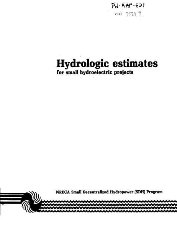 Hydrologic estimates for small hydroelectric projects