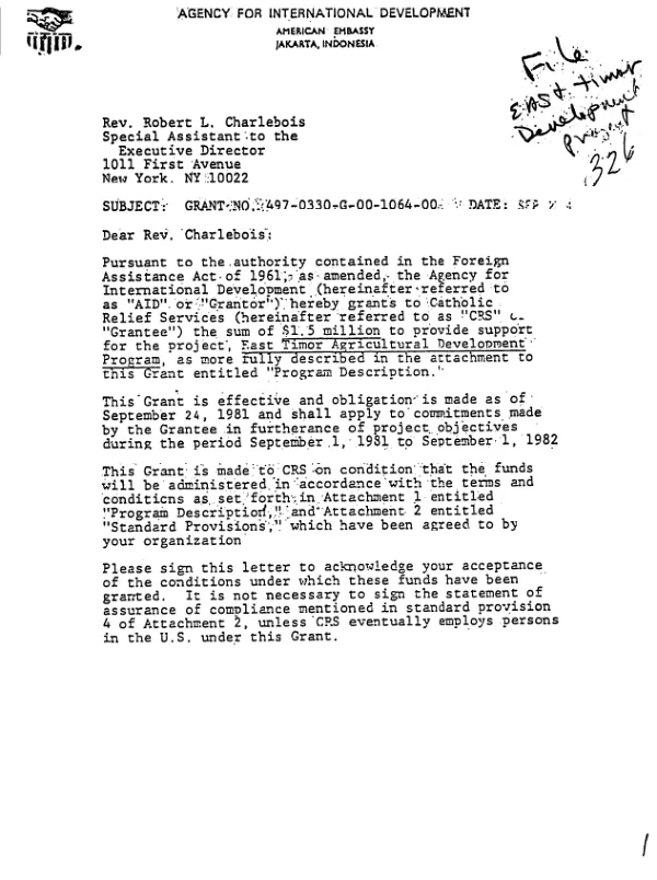 Grant no. 497-0330-G-00-1064-00 to Catholic Relief Services (CRS)
