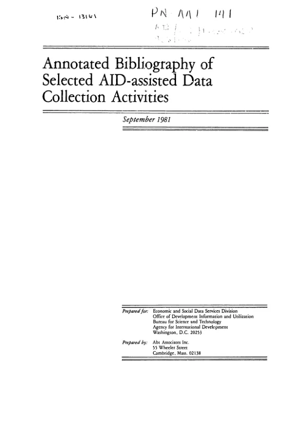 Annotated bibliography of selected AID-assisted data collection activities