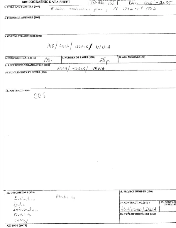 Mission evaluation plan : FY 1982-FY 1983