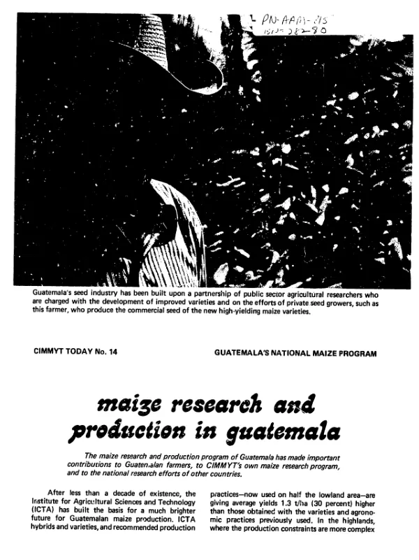 Maize research and production in Guatemala