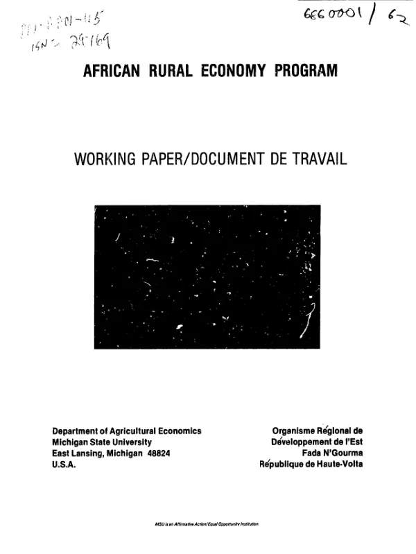 Rural small scale enterprises in Eastern Upper Volta : survey results